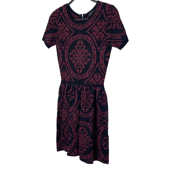 Romeo & Juliet Couture Sweater Dress Small Red Black Flare Mini - Picture 12 of 12